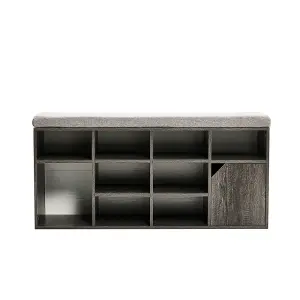 Grey Wooden Shoe Bench Shoe Storage Organizer Shoe Cabinet with Seat Padded 103cm (W) x 30cm (D) x 49.5cm (H)