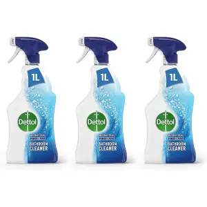 Dettol Power and Pure Antibacterial Bathroom Cleaner Spray 1 L (Pack of 3)