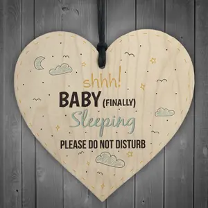 Red Ocean Baby Sleeping Hanging Heart Baby Son Daughter Bedroom Plaque Do Not Disturb Door Sign New Born Christening Gift