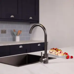 Flode Lillehammer Single Lever Kitchen Sink Mixer Tap with Swivel Spout Gun Metal Finish