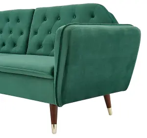 Whitby Velvet Fabric Sofa Bed 3 Seater Padded Suite Click Clack Luxury Recliner Sofabed, Dark Green