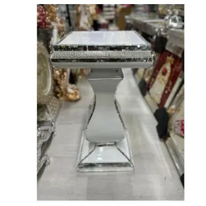 Italian End Table Mirrored Crystal Side Table Sparkly White F042