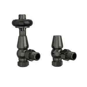 Rinse Bathrooms Traditional Angled TRV Thermostatic Radiator Valves Black Nickel