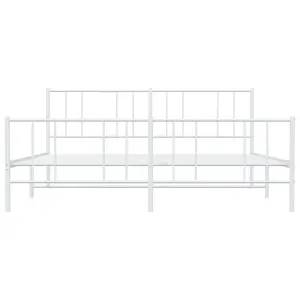 Berkfield Metal Bed Frame with Headboard and Footboard White 200x200 cm