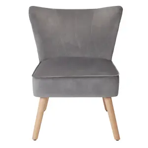 Zorita Grey Velvet effect Occasional chair (H)830mm (W)650mm (D)715mm