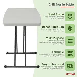 Oypla 2.5ft 76cm Folding Heavy Duty Outdoor Trestle Party Garden Table