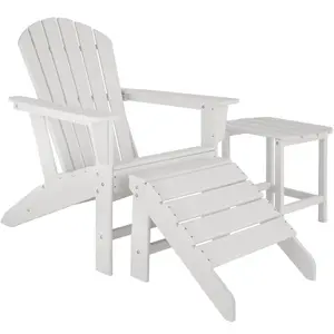 Footstool - weatherproof UV-resistant foot rest for Adirondack garden chair - white/white