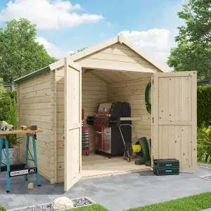 BillyOh Pro Apex Log Cabin Wooden Shed - W2.5m x D2.5m (8 x 8ft) - 28mm Thickness