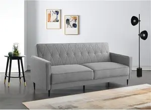 Locke 3 Seater Upholstered Reclining Sleeper Hykkon Upholstery Colour: Grey