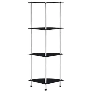 Berkfield 4-Tier Shelf Black 30x30x100 cm Tempered Glass