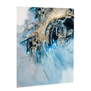 Petra Meikle De Vlas Earthly Motions Canvas Print Blue/Gold (80cm x 60cm)