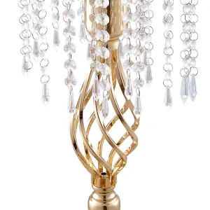 Wedding Table Centerpiece Metal and Crystal Vase in Gold