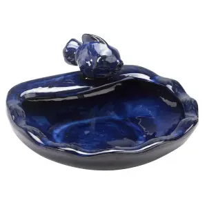 Festive Lights - Solar Ceramic Blue Fish Water Fountain - Outdoor Garden Glazed Water Feature