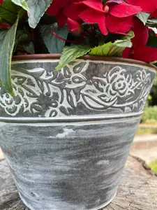 Galvanised Metal Flower Pot with Handles Outdoor Garden Planter Trough Floral Decoration