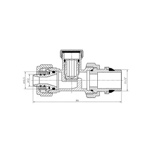 Invena 16mm x 1/2 Inch Straight Manual Return Outlet Radiator Valve PEX Compression Fittings