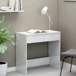 Berkfield Desk High Gloss White 80x40x75 cm Engineered Wood