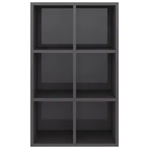 Gardinier Book Cabinet 66 x 30 x 98 cm Engineered Wood High Gloss Grey