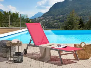 Beliani Modern Sun Lounger Metal Red LEVANZO