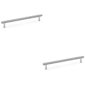 2 PACK - Knurled T Bar Pull Handle - Polished Chrome - 224mm Centres Premium Drawer Door