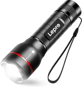 Lepro LED Torch, LE 2000 Super Bright Flashlight, Powered By AAA Or 18650 Rechargeable Battery, Water Resistant, 5 Modes, Zoomable, Small Handheld Torch For Camping, Dog Walking, Running, Emergency