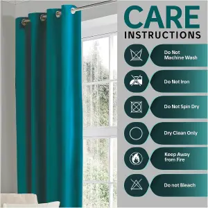 GC GAVENO CAVAILIA Teal Blackout Eyelet Curtains 66x72 Inches 80-90% Black Out Thermal Ring Top Curtain Pair Window