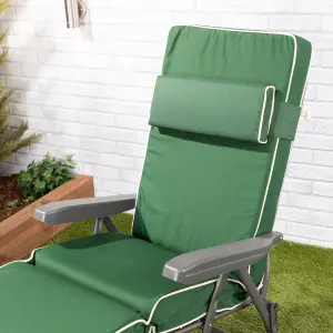 Alfresia Garden Sun Lounger - Charcoal Frame with Green Luxury Cushion