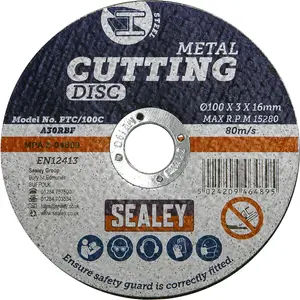 Heavy Duty 100mm Flat Metal Cutting Disc for Angle Grinders with 16mm Bore