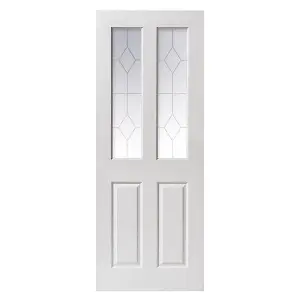 Canterbury 2 Light White Internal Door - Grained