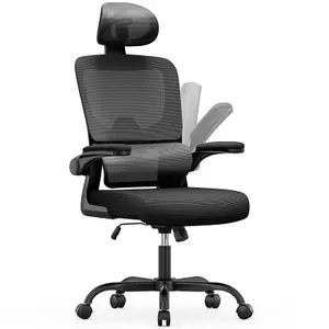 Computer Chair with Adjustable Lumbar Support and Headrest, Swivel Executive Mesh Office Chair for Home Office-Black