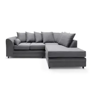 Darcy Corner Sofa Right Facing in Dark Grey Linen Fabric