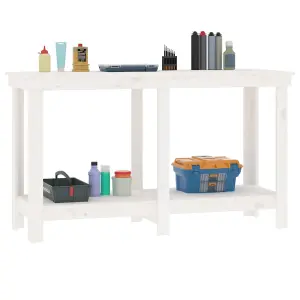 Berkfield Work Bench White 140x50x80 cm Solid Wood Pine