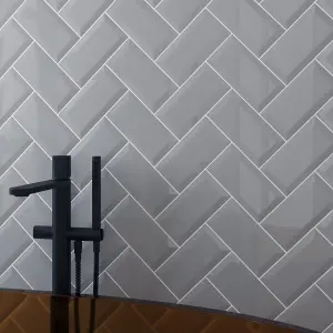 Trentie Grey Gloss Metro Ceramic Wall Tile Sample