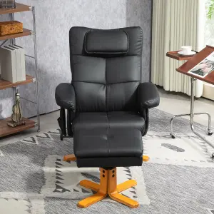 HOMCOM Massage Recliner Chair with Footstool and Hidden Storage, Black