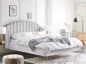 Velvet EU King Size Bed Grey AMBILLOU