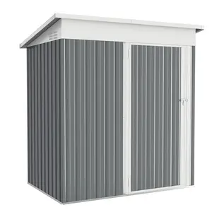 5 Ft. W x 3 Ft. D Metal Lean-To Garden Shed Grey