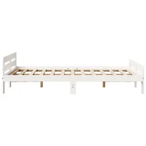 Berkfield Bed Frame without Mattress White 135x190 cm Double Solid Wood Pine