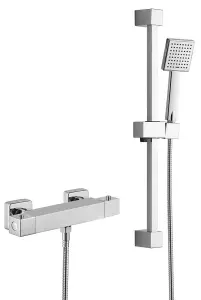 Aquarius RainLux Easy-Fit Square Thermostatic Bar Shower Valve and Kit Chrome