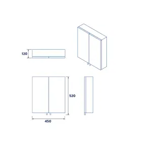 Croydex Cullen Gloss White Wall-mounted Double Bathroom Cabinet (H) 500mm (W) 450mm