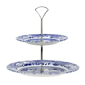 Blue Italian 2-Tier Cake Stand