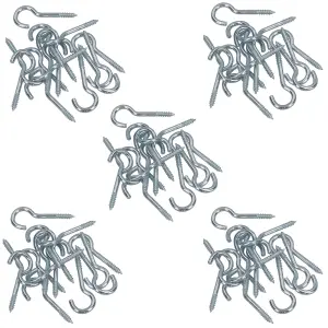 Screw Hook Fasteners Hangers Zinc Coated Finish 10mm Dia 35mm length 75pc