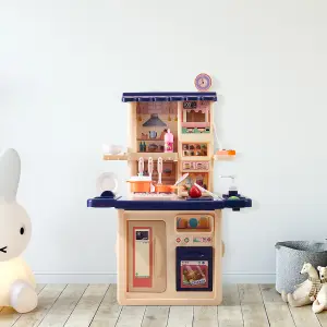 Play Kitchen Toddler Kitchen Toy Playset with Real Sounds & Lights