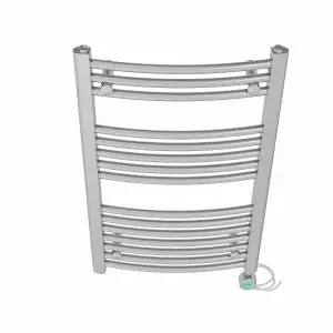 Right Radiators Prefilled Thermostatic Electric Heated Towel Rail Curved Bathroom Ladder Warmer - Chrome 800x500 mm