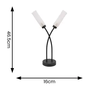 ValueLights Maya 2 Way Curved Arm Cross Over Matt Black Table Lamp for Living Room Hallway Bedside Light - LED Bulbs Included