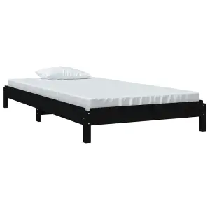 Berkfield Stack Bed Black 90x190 cm Solid Wood Pine