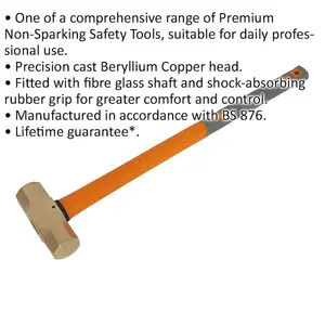 6.6lb Non-Sparking Sledge Hammer with Shock Absorbing Grip and Fiberglass Shaft