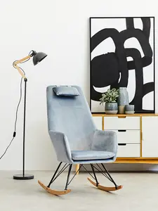 Interiors by Premier Highly Manoeuvrable Grey Wood And Metal Floor Lamp, Sturdy Design Bedroom Floor Lamp, Sleek Modern Lamp