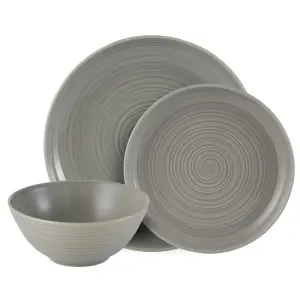 Set of 12 Piece William Mason Dinner Set Stone Grey