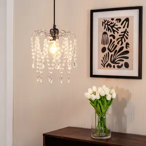 ValueLights Blanche Easy Fit Acrylic Jewel Droplet Chandelier Ceiling Light Shade - Bulb Included