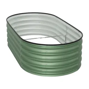 Light Green Oval Three-grid Metal Raised Bed Galvanized Raised Planter Box Outdoor Raised  Bed Kit Garden Raised Flower Bed 42cm H