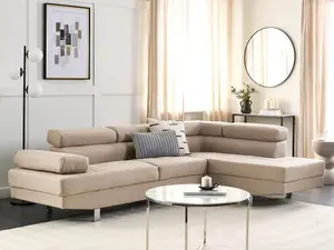 Corner Sofa NORREA Beige Fabric Left Hand